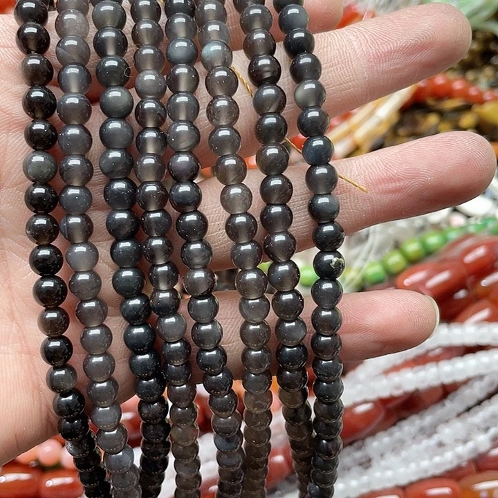 玛瑙/玉髓珠宝半成品未镶嵌一条4-6mm冰耀