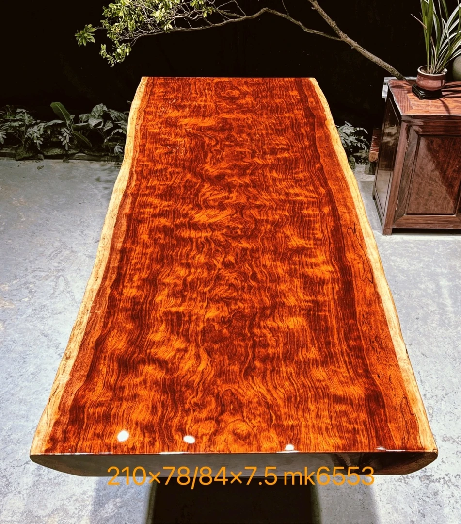 巴花大板巴花mk6553自然边 210*81*7.5精品花纹