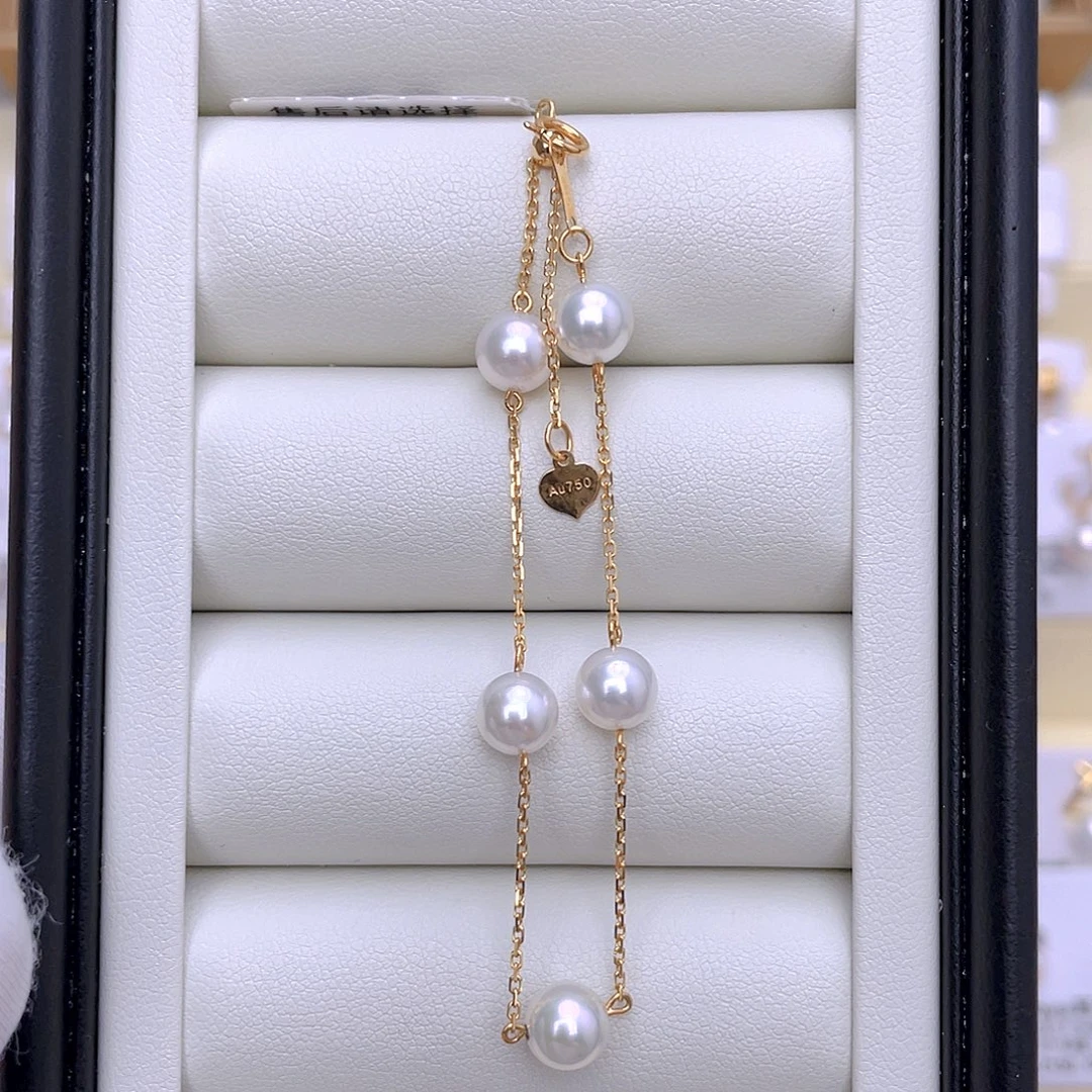 18K金镶嵌手链海水珍珠