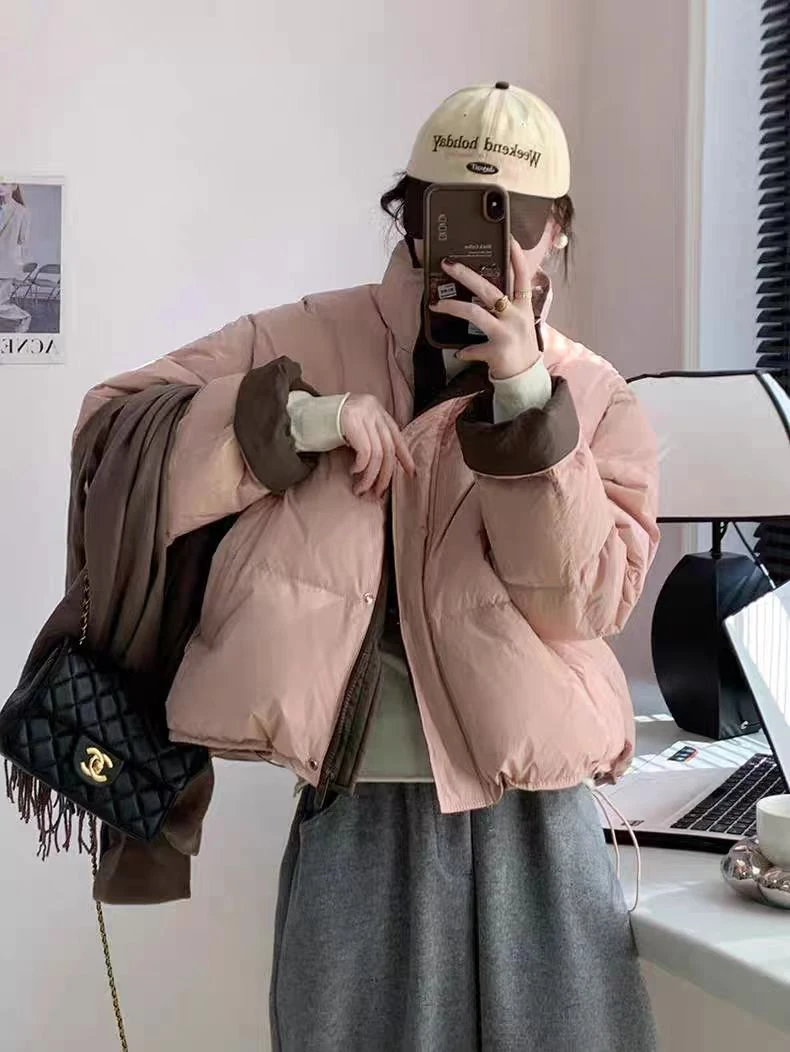 （柚子同款）SQ冬季韩版拼色时尚加厚羽绒服0991