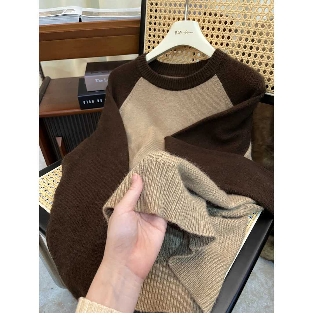 秋冬百搭胸口战马撞色开衫98008