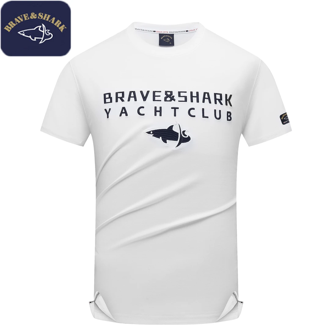 【官方正品】BRAVE&SHARK/勇士鲨鱼短袖T恤男圆领刺绣夏季半袖体恤