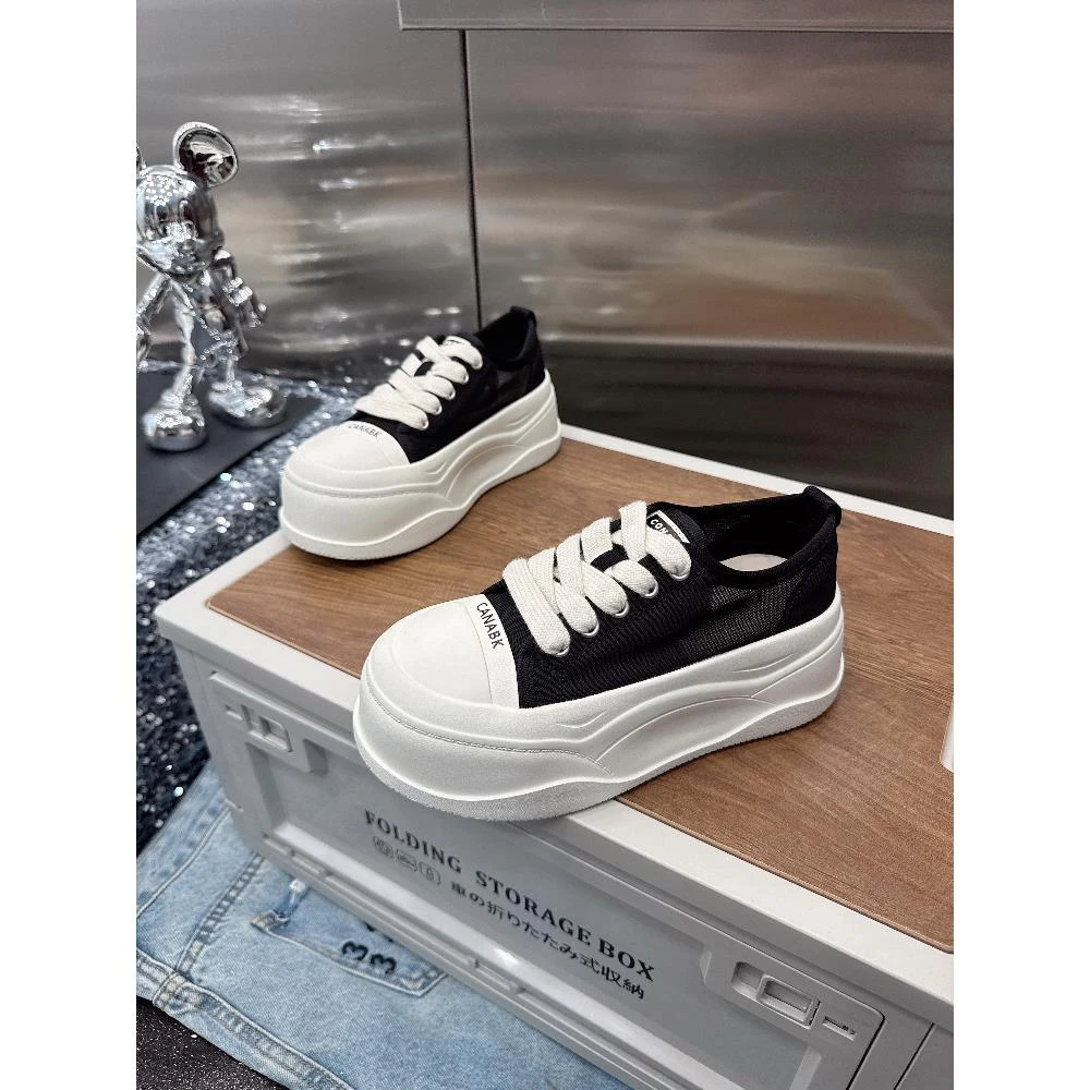 网面厚底小白鞋女夏季透气网鞋2025新款百搭增高软底配裙子休闲鞋