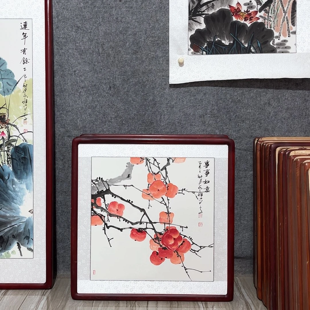 国画书画作品带框63×63