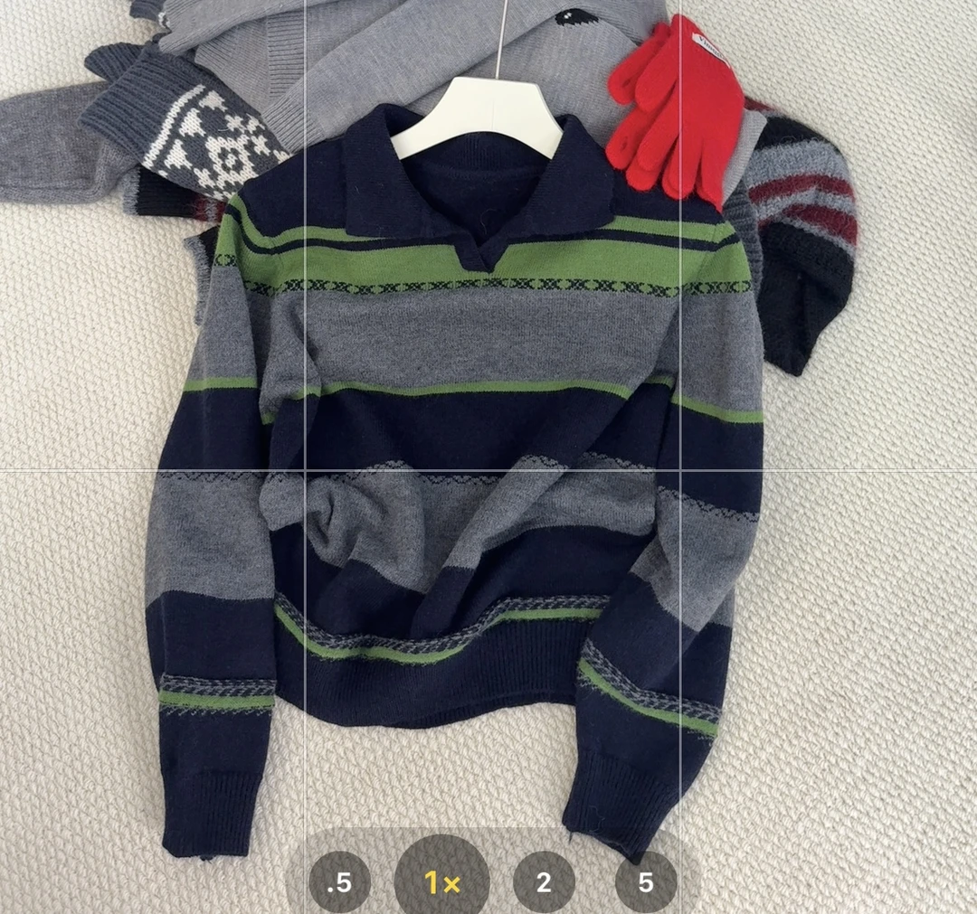 韩版撞色条纹polo领毛衣针织衫秋冬季新款女松弛感休闲毛衣女