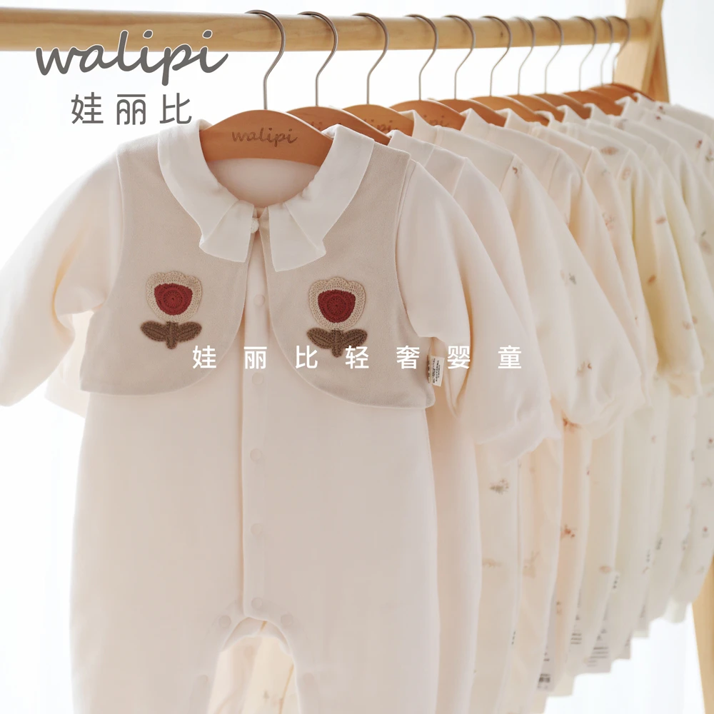 娃丽比25年可爱女宝男宝长袖连体哈衣外出爬服加棉秋冬打底