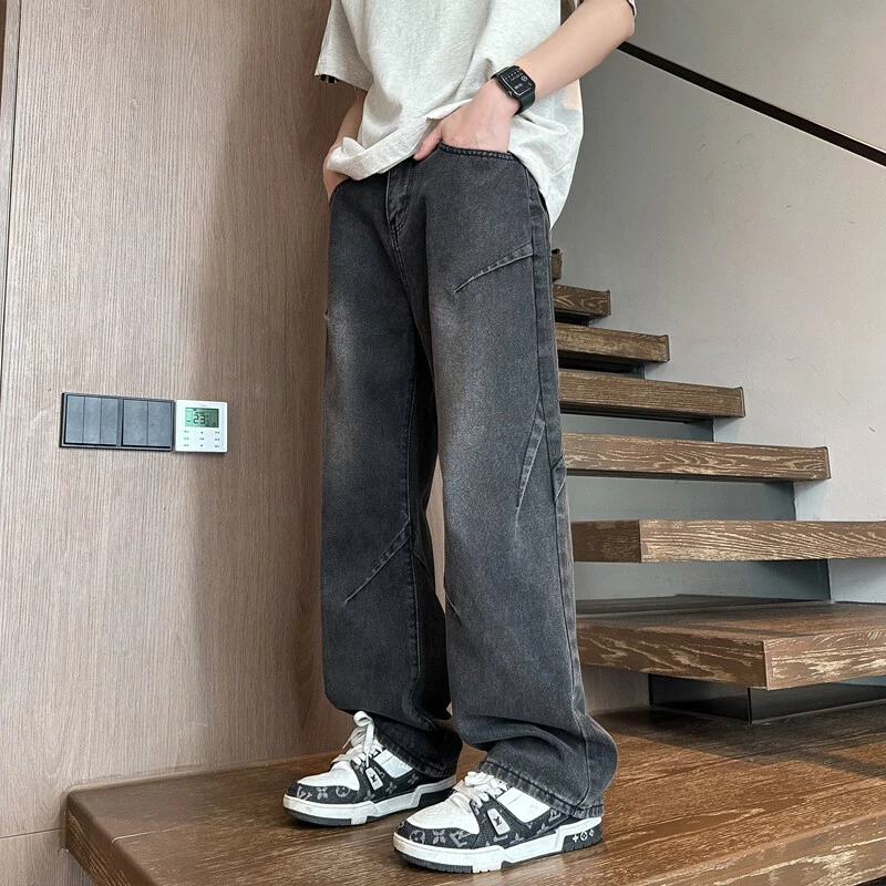 霄桂姿美式高街设计感牛仔裤男春季新款复古休闲裤宽松垂感直筒款