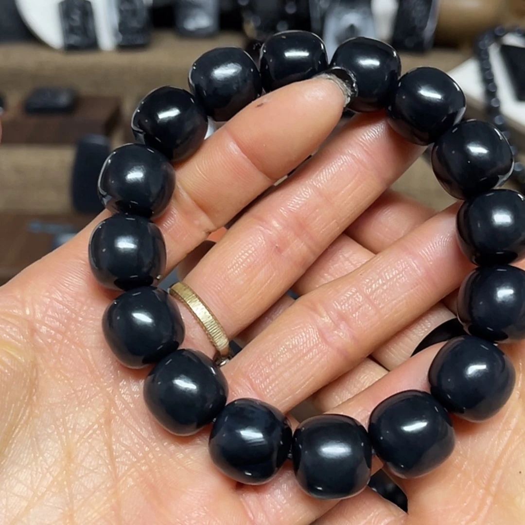 【闪购商品】和田玉（墨玉）手串未镶嵌如**槿福利版卡14老型