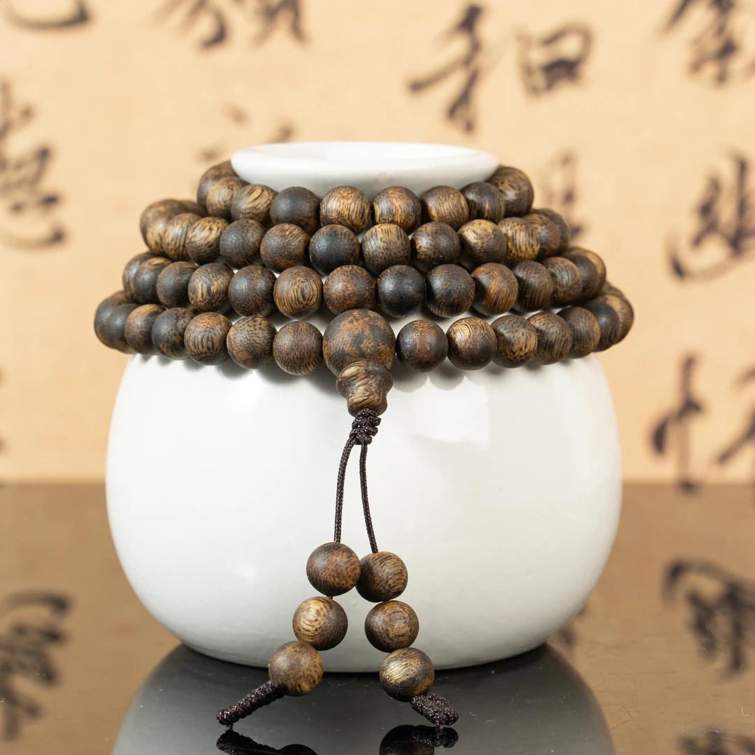 奇楠沉香乌身圆叶0.7*108颗多圈-九九分沉尖峰岭-01010011-250218