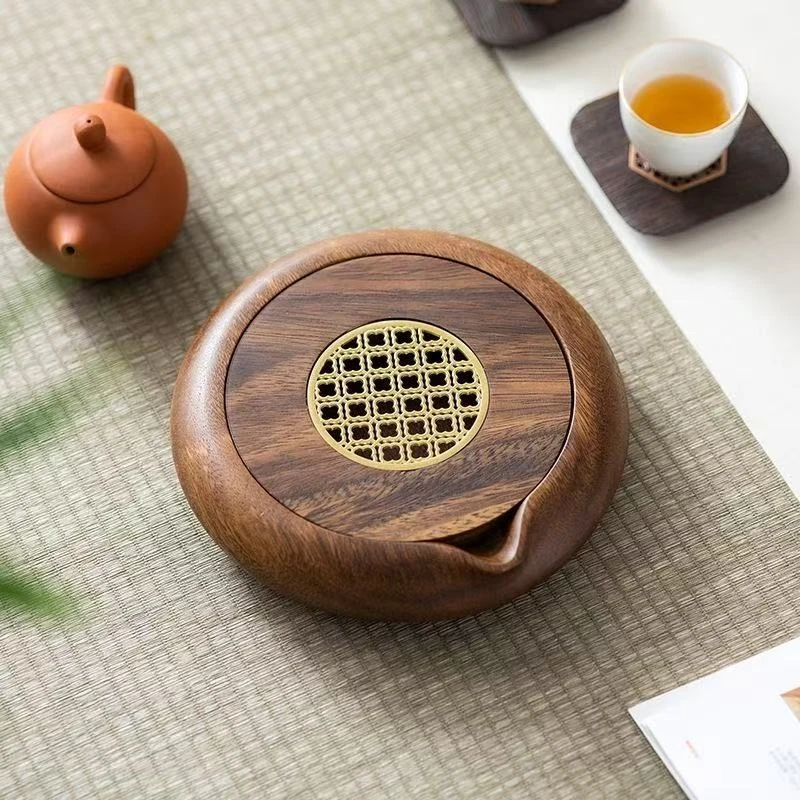 南美胡桃木整木简约茶盘小型一人便携干泡茶海壶承杯垫茶台20-4
