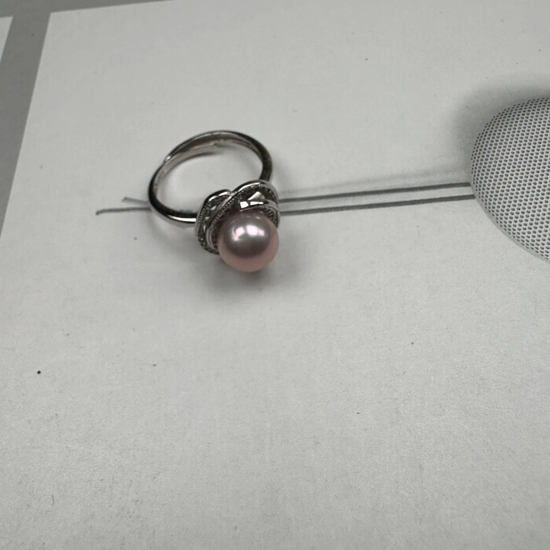 铜合金仿珍珠戒指 气质时尚百搭女士紫色指环银戒素款戒指jz782