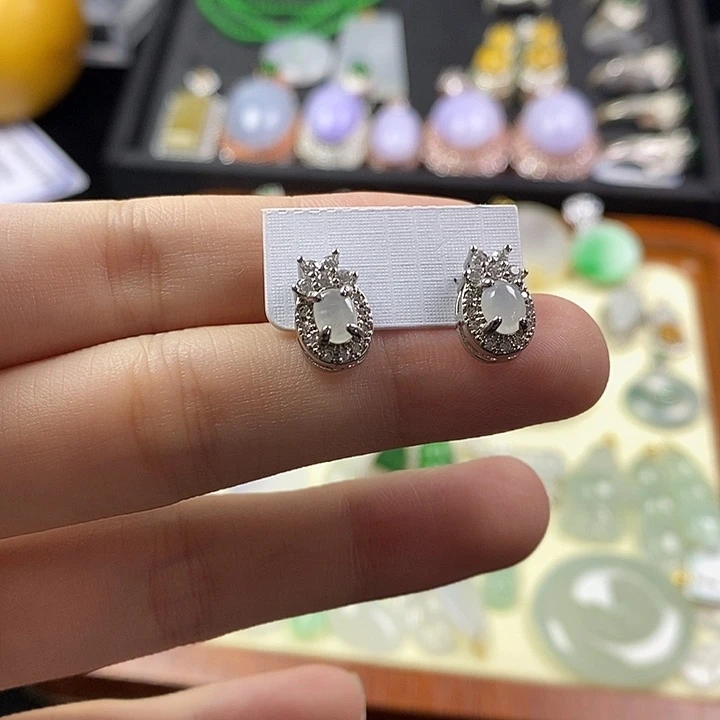 翡翠未镶嵌耳饰耳钉