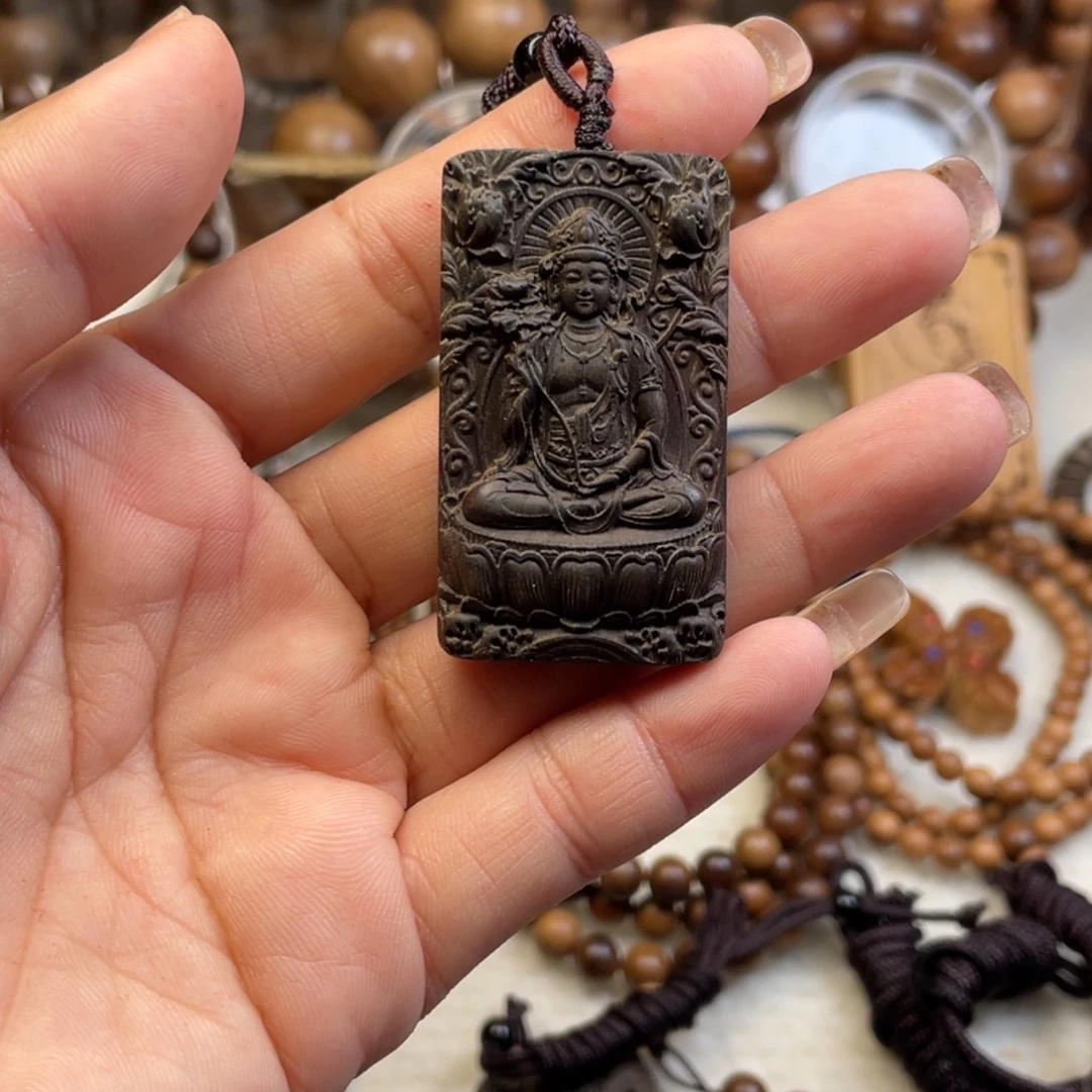 檀香木把件印度老山檀香度姆牌