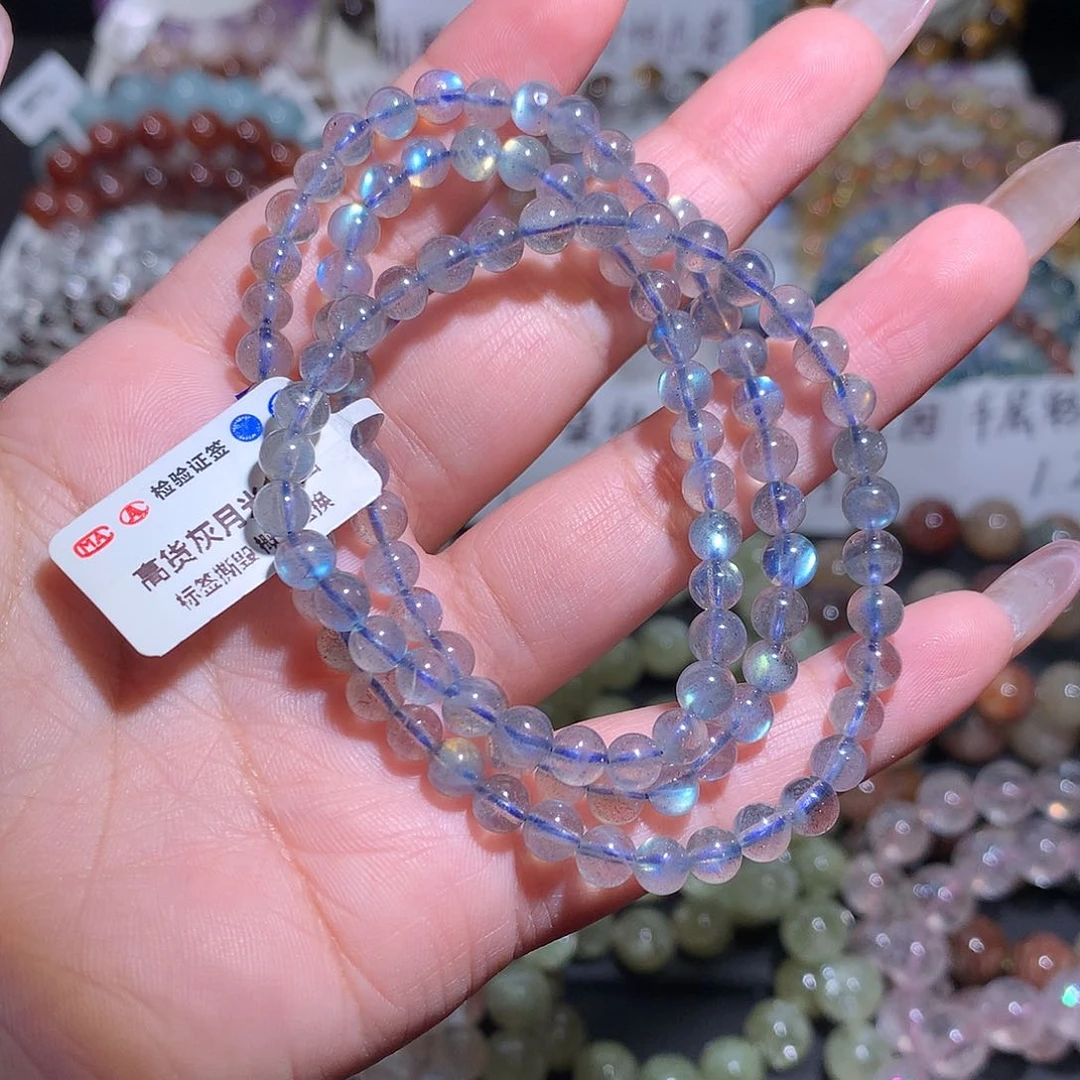 未镶嵌手链水晶灰月光多圈5咪