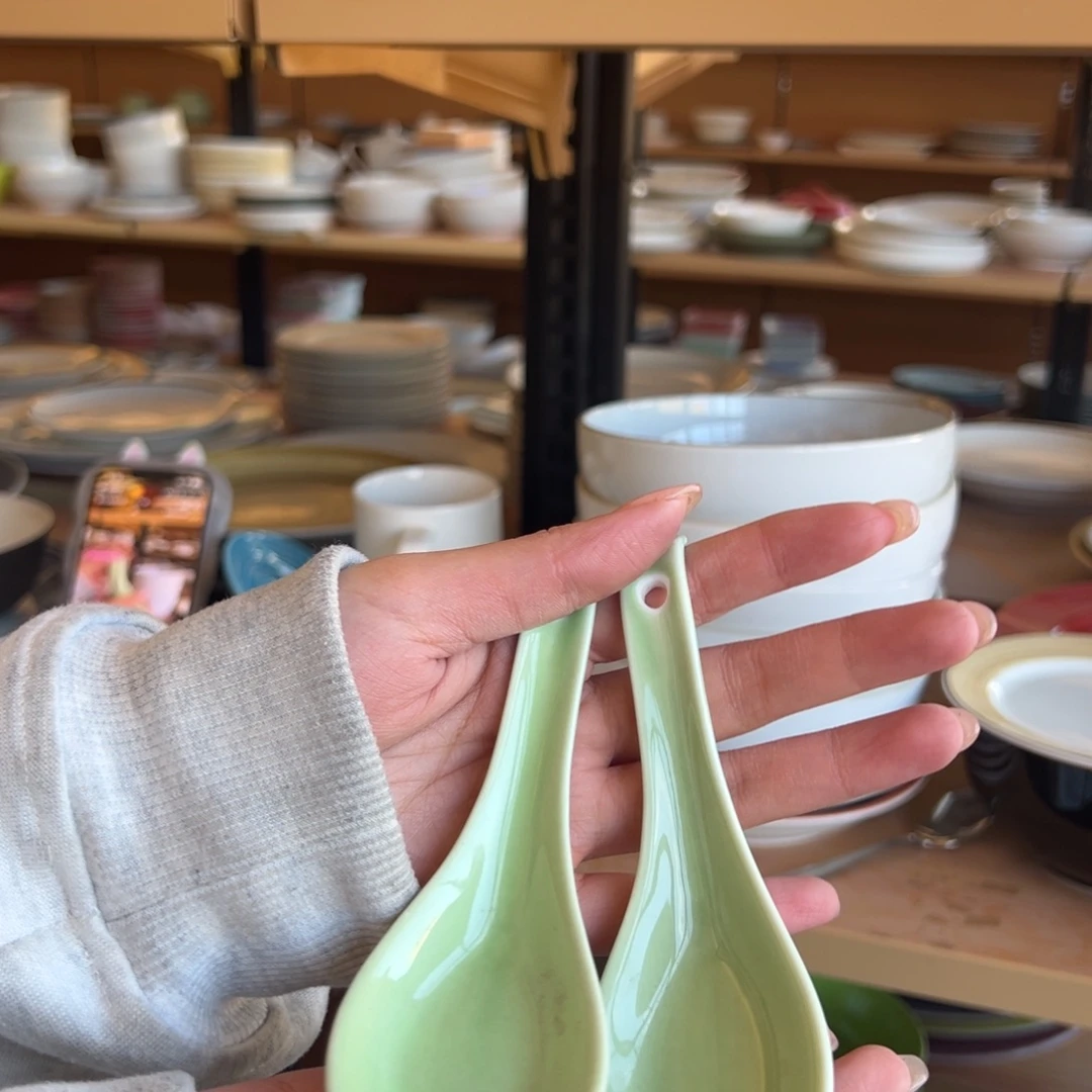 新骨瓷159瑕疵慎拍绿色5.25寸 勺子2只装