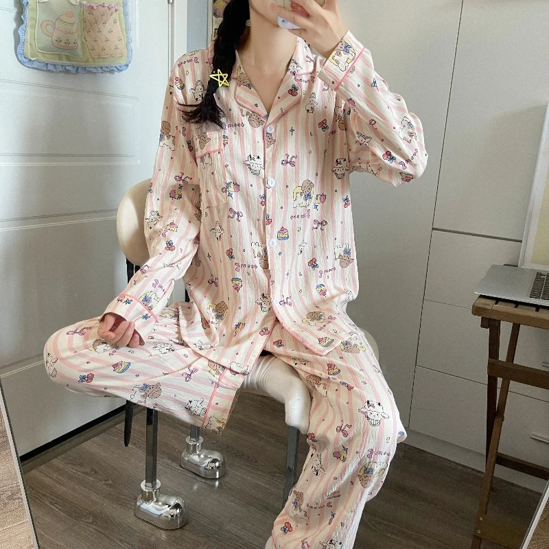 【小羊咩咩】韩系ins少女睡衣女秋季长袖长裤学生舒适家居服可外穿