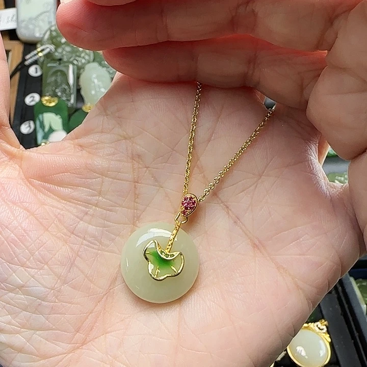 和田玉银S925镶嵌颈饰