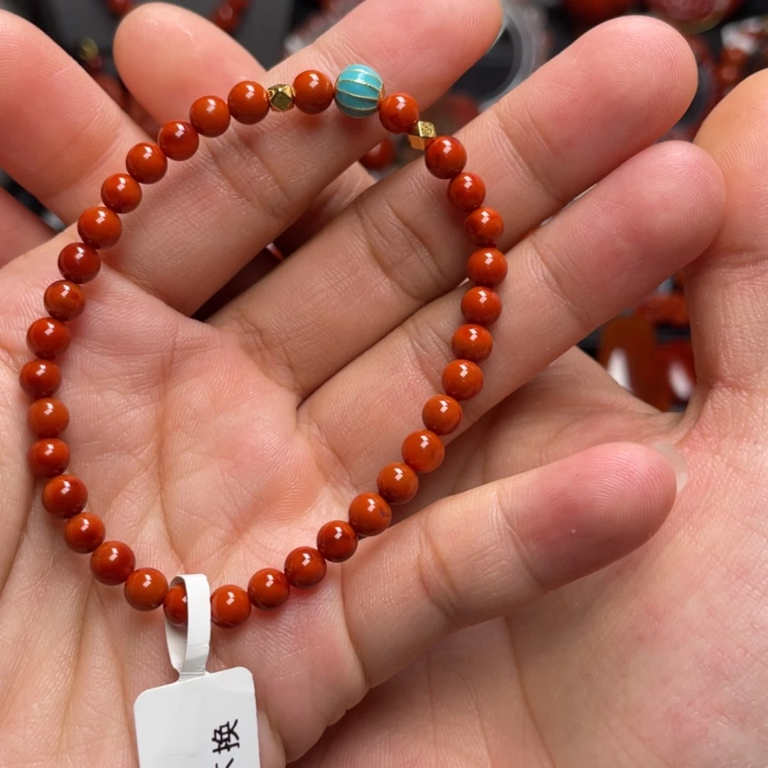 【闪购商品】银S925镶嵌5mm满肉手串南红玛瑙