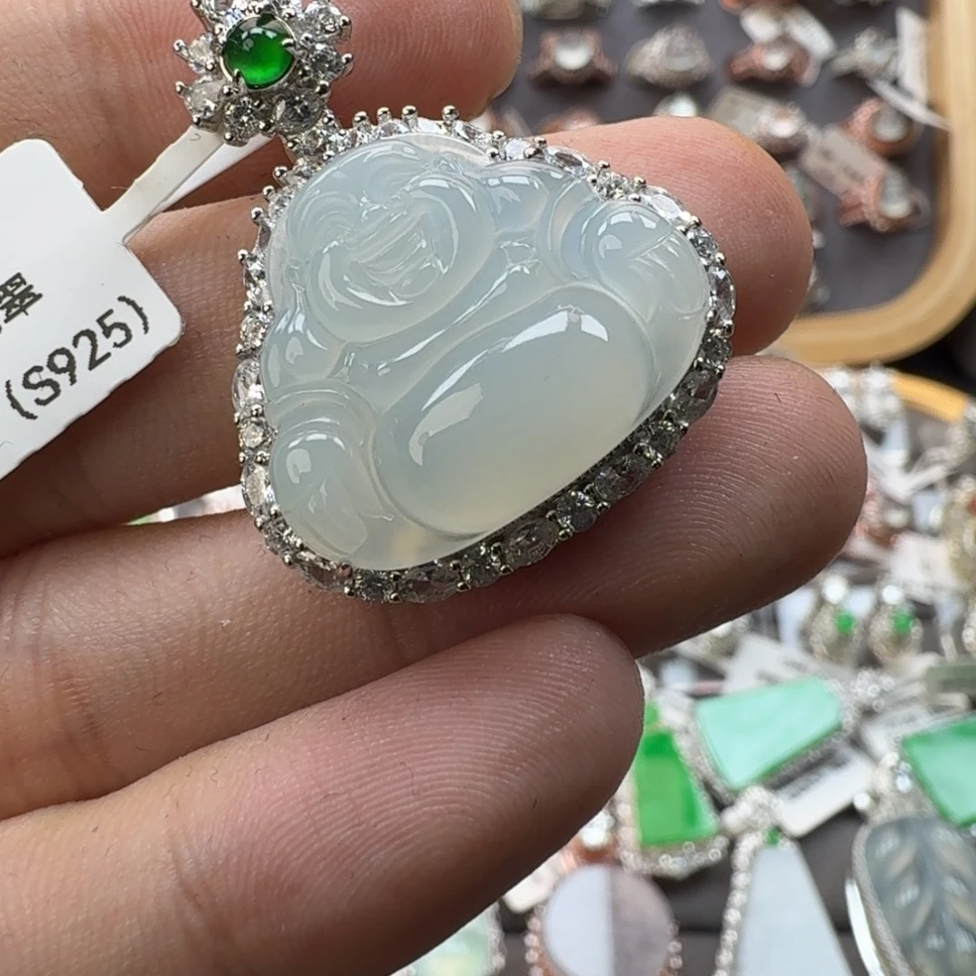 翡翠银S925镶嵌戒指天然缅甸翡翠A货