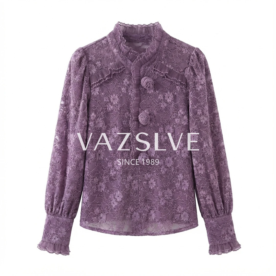 【VAZSLVE/全新奢品】捡漏法式紫色衬衫女2025早秋休闲显瘦长袖上衣