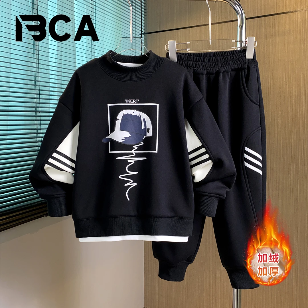 BCA男童中大童青少年冬季加绒保暖休闲套装DF-套装3762