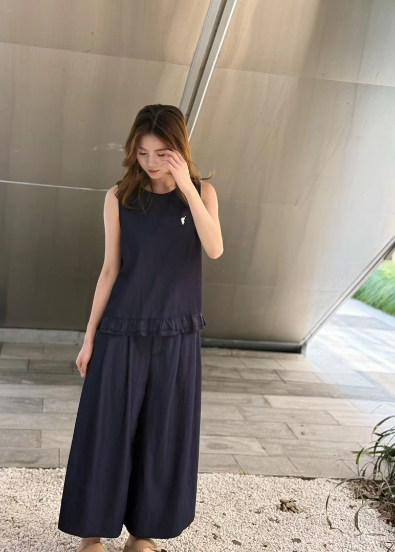 夏季纯色宽松休闲显瘦气质时尚百搭无袖套装SS26288