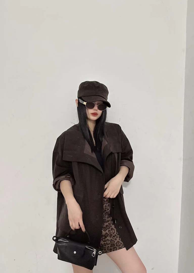 复古高级感宽松显瘦中长款风衣休闲韩版春秋百搭外套