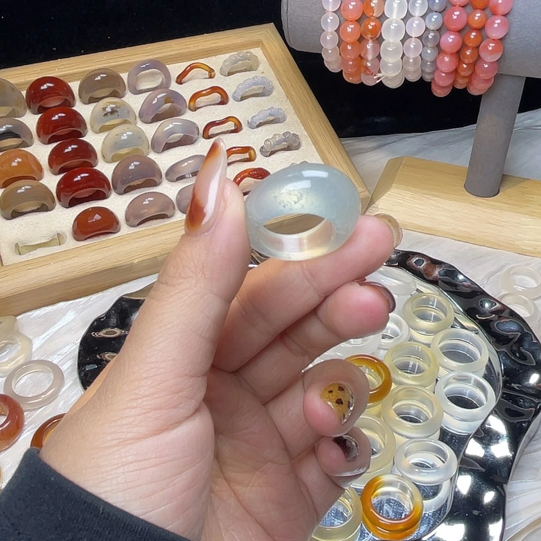 玛瑙/玉髓合金戒指A06港18不退换