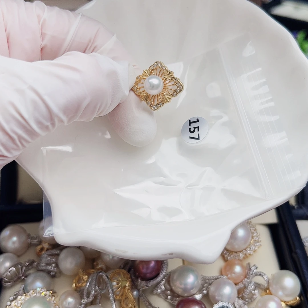 银S925镶嵌淡水珍珠耳饰