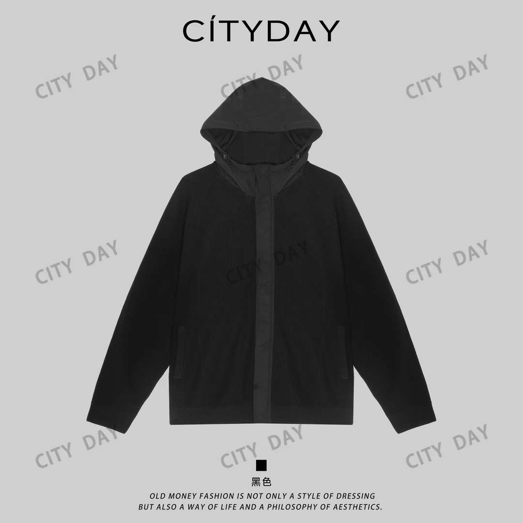 City Day【灰叔】美式复古-老钱风休闲连帽宽松卫衣外套 93097