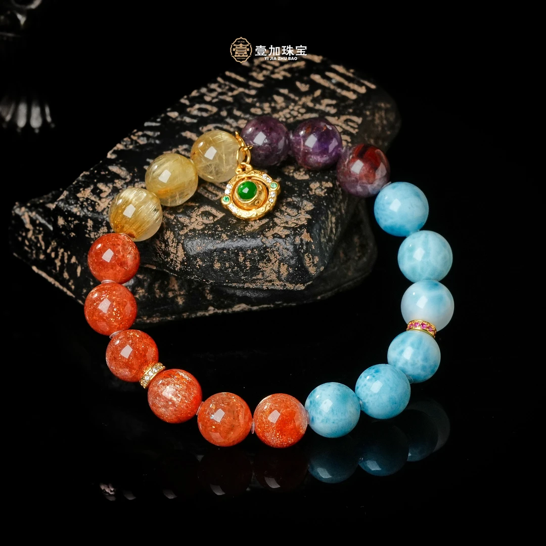 壹加师姐|手工设计福Z圆M海纹石多宝手串多样性发一7676N