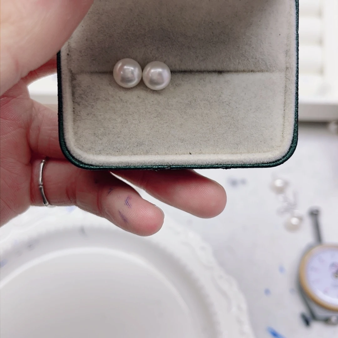 淡水珍珠耳饰银S925镶嵌b****儿