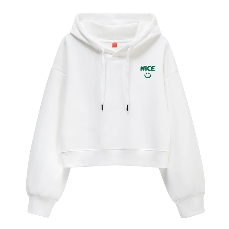 2025新款重磅卫衣女春秋连帽短款印花百搭潮流休闲运动上衣打底衫