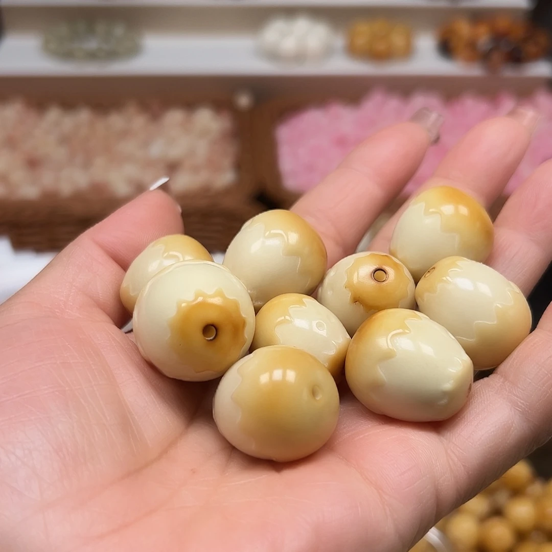 手串菩提根/象牙果瑕疵炭烧蛋仔10颗孔道有裂