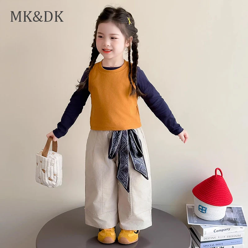 MK&DK女童套装春秋季2025新款洋气儿童秋装女宝宝早秋穿搭三件套