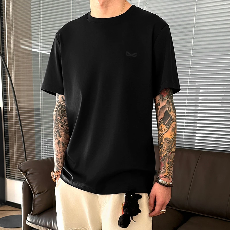 2025夏季新品空气感短袖重工小刺绣纯色大码T恤衫