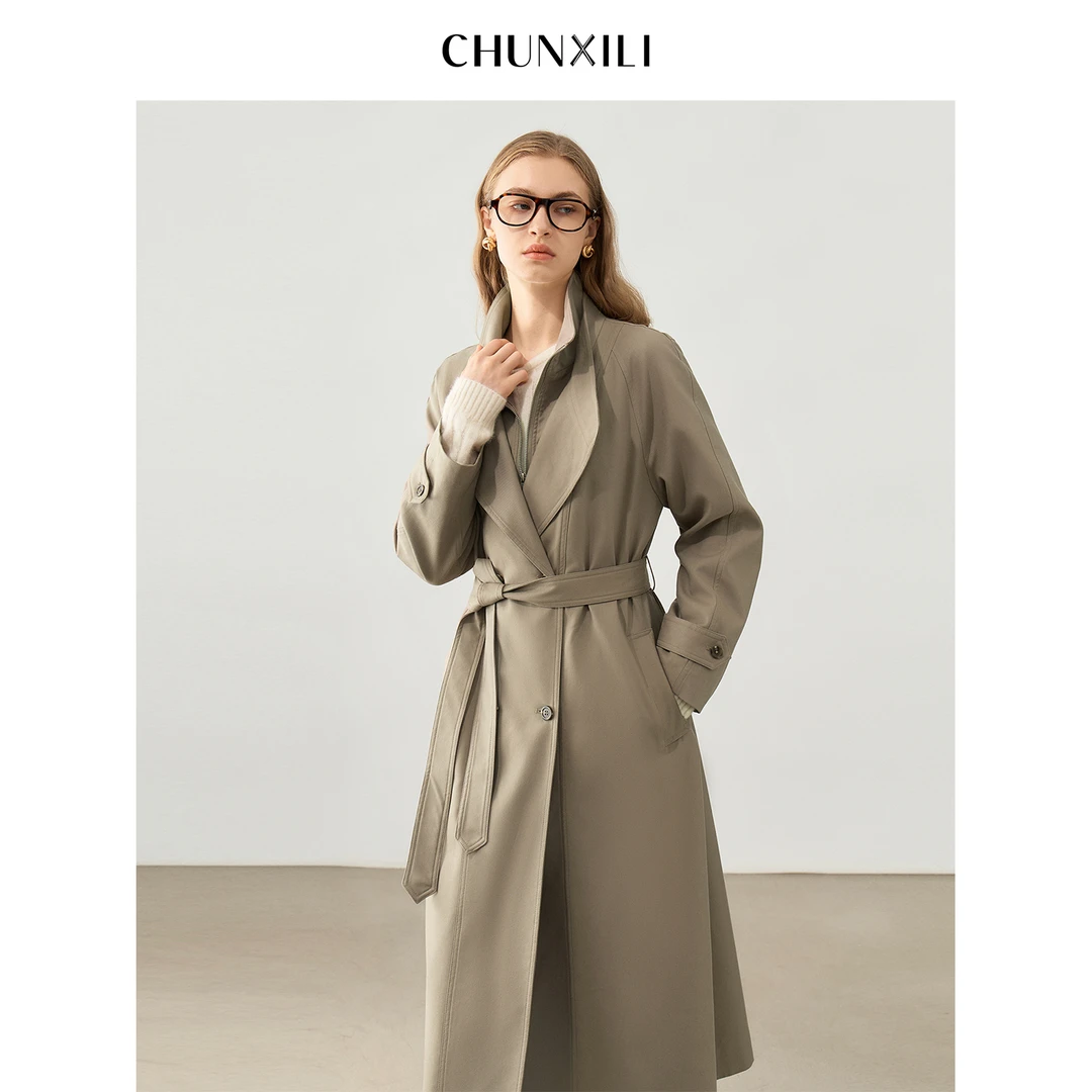 CHUNXILI/春熙里 极简大气中长款腰带风衣外套D07W53039