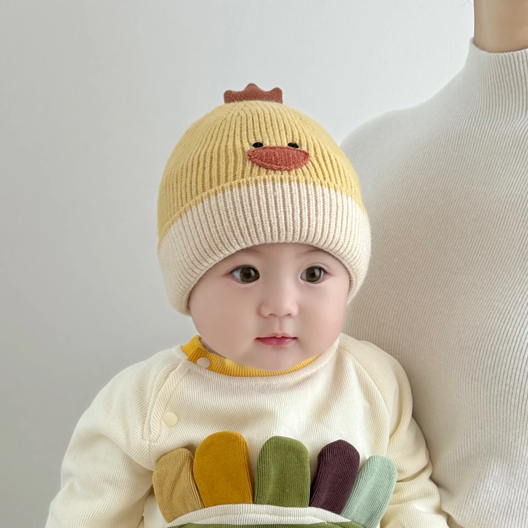 秋冬季宝宝套头帽子韩系可爱超萌护耳帽男女婴幼儿加厚保暖毛线帽