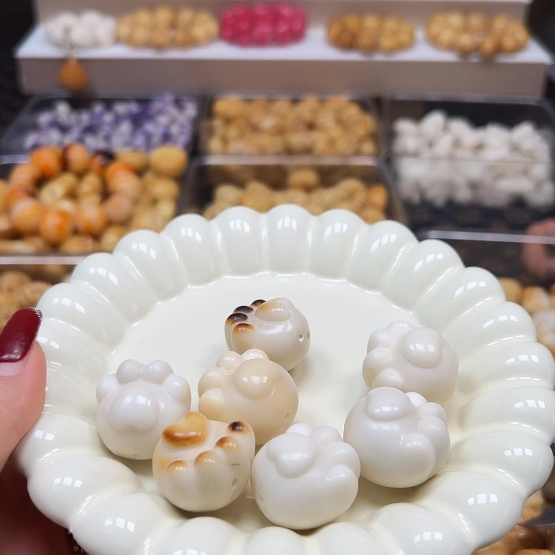 菩提根/象牙果手串瑕疵爱心猫爪7颗有裂卡25左右