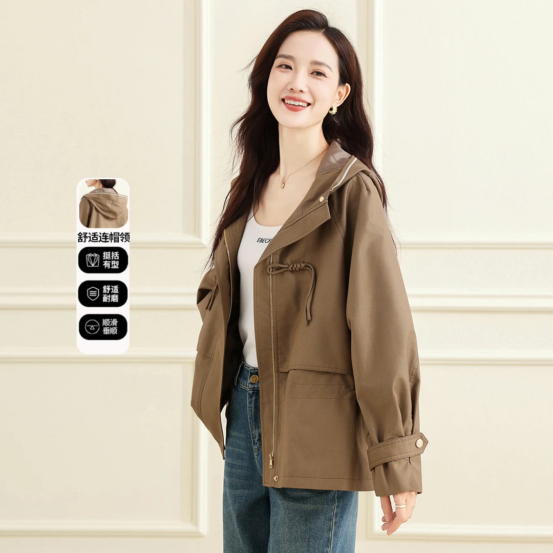【小余专属】连帽秋季时尚百搭设计感上衣舒适休闲外套女GC856111