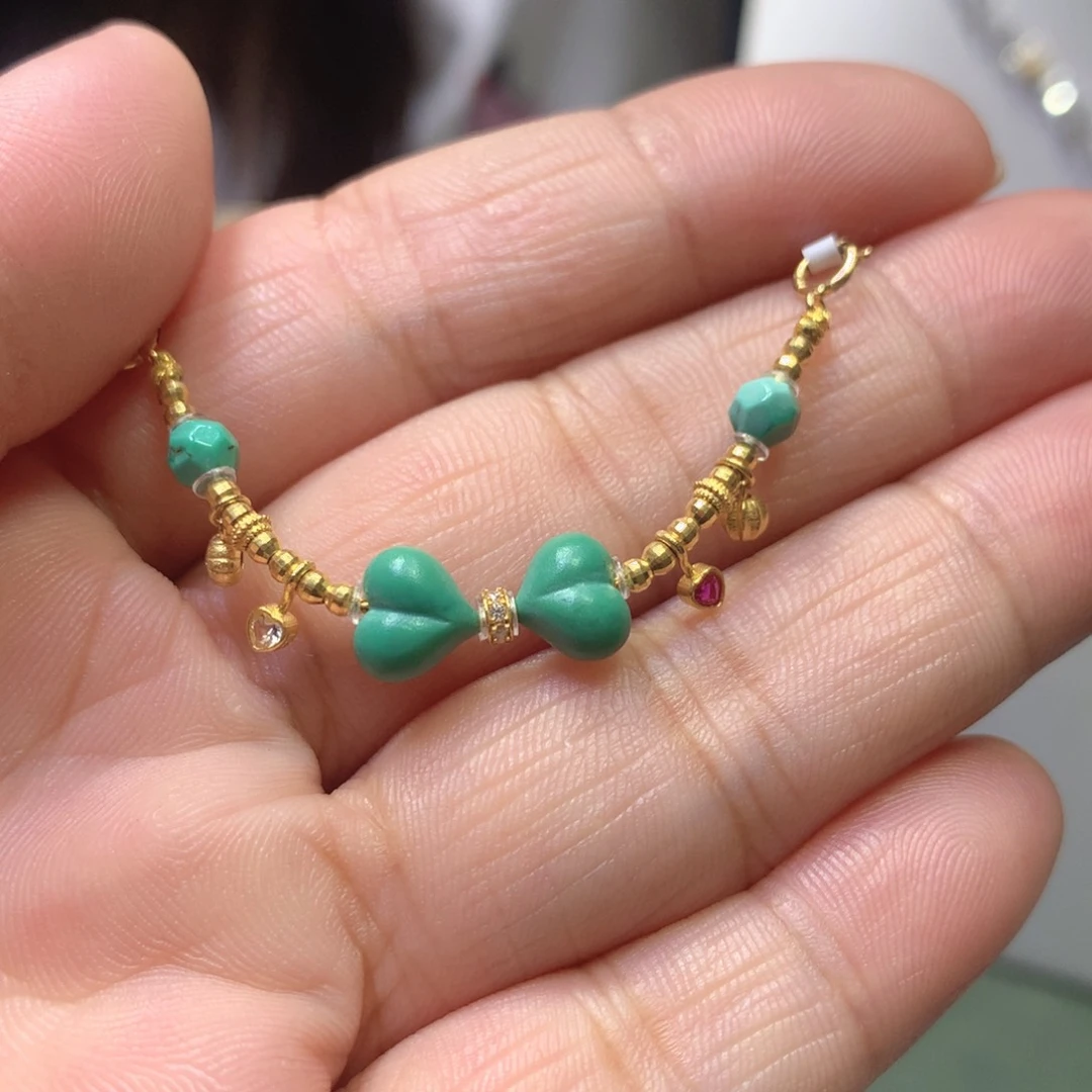 绿松石18K金镶嵌半链