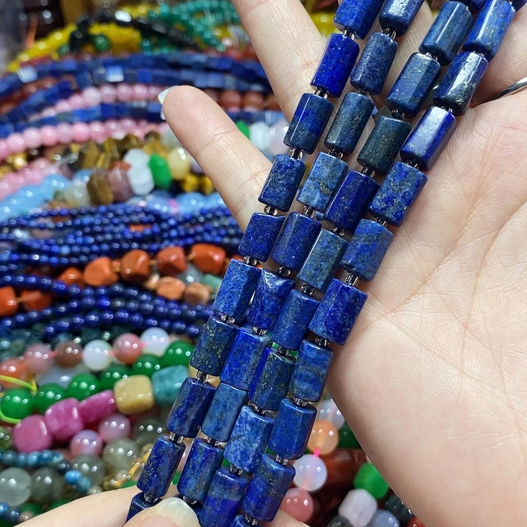 玛瑙/玉髓未镶嵌珠宝半成品青金柱子一条卡8*12mm