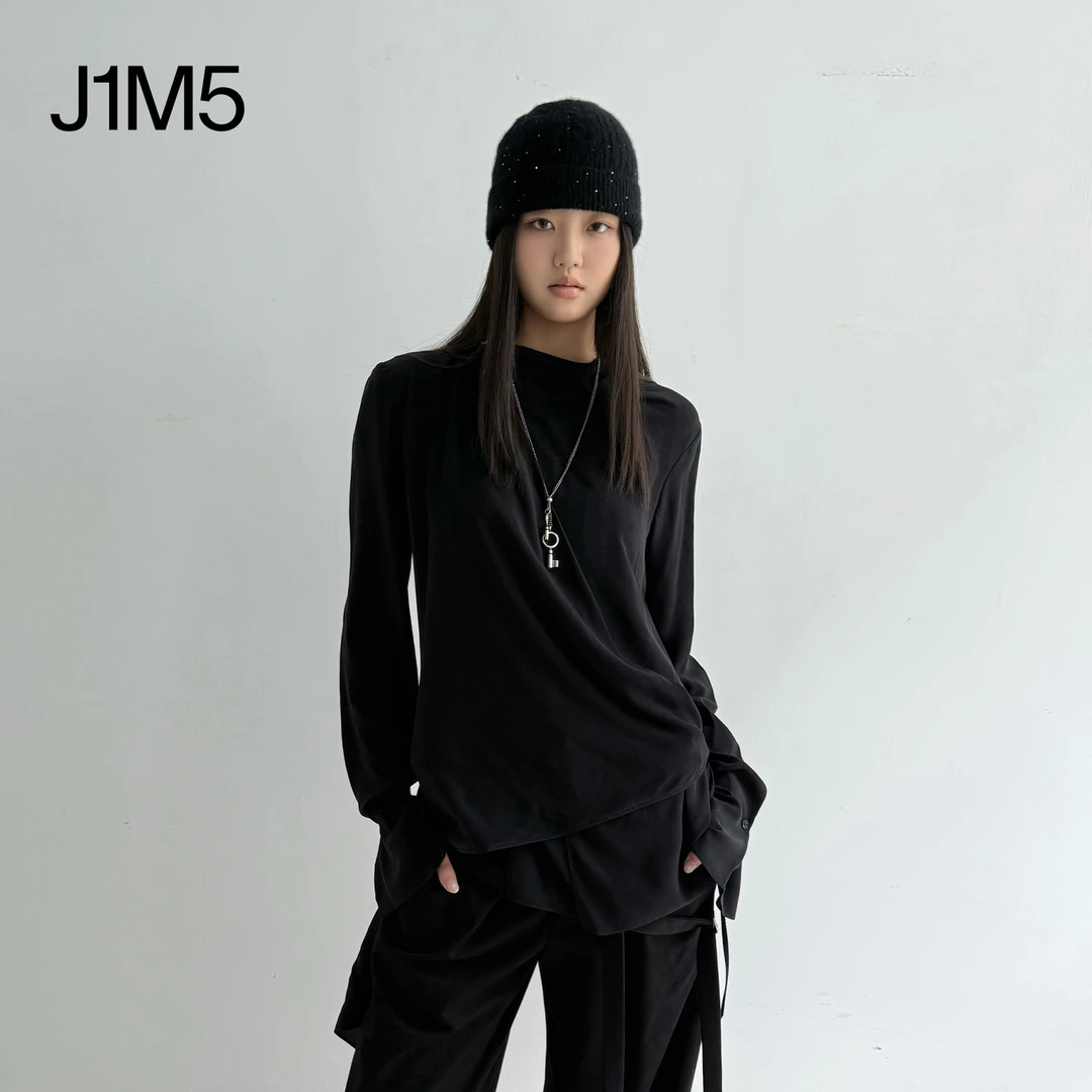 J1M5买手店 Ann Demeulemeester 25秋冬  垂褶长袖裹身上衣
