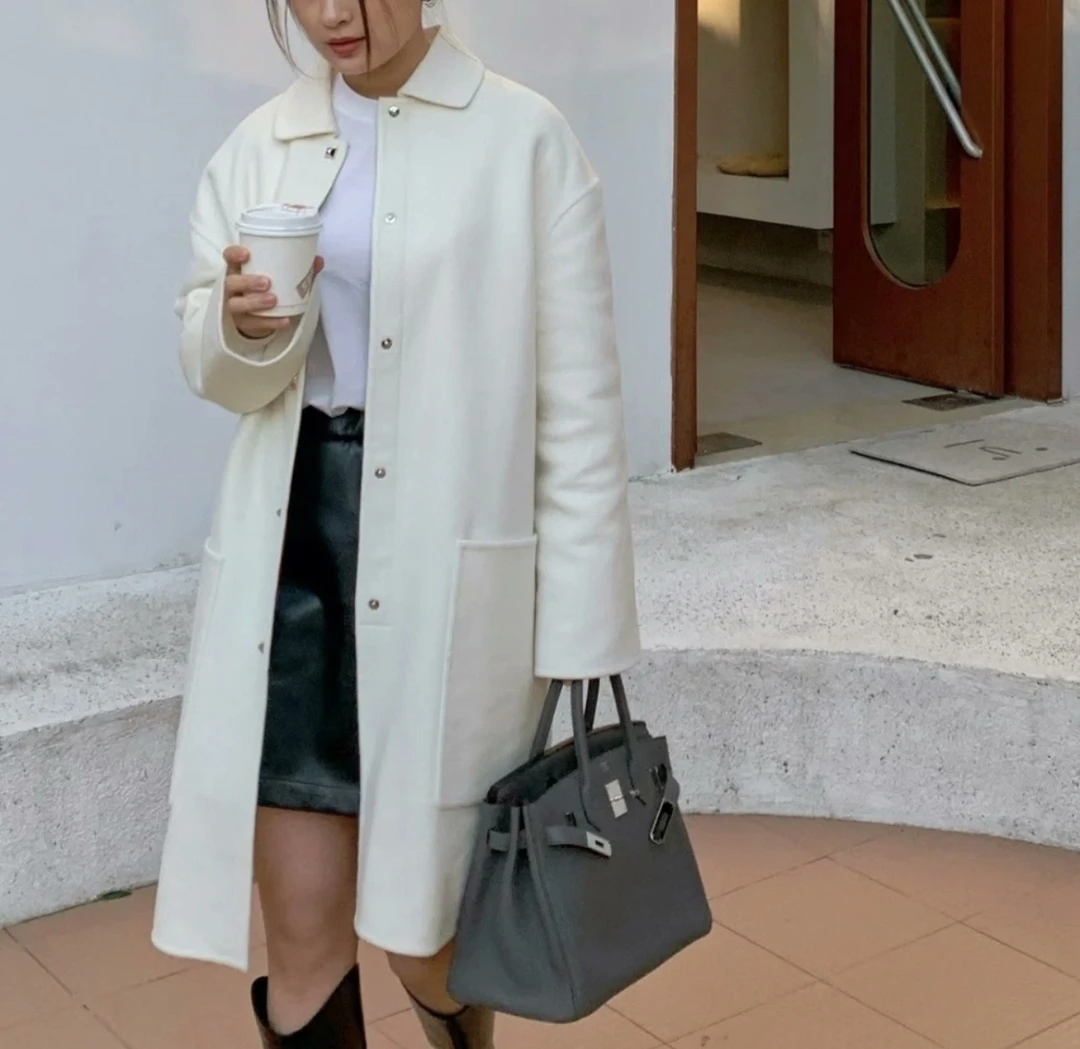 未使用 Hermes/爱马仕 (ll) 白色单排扣休闲大衣 38码206698