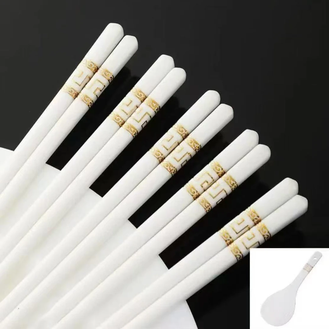 金如意陶瓷筷子10双送陶瓷饭铲家用易清洁破损丢件联系客服补发