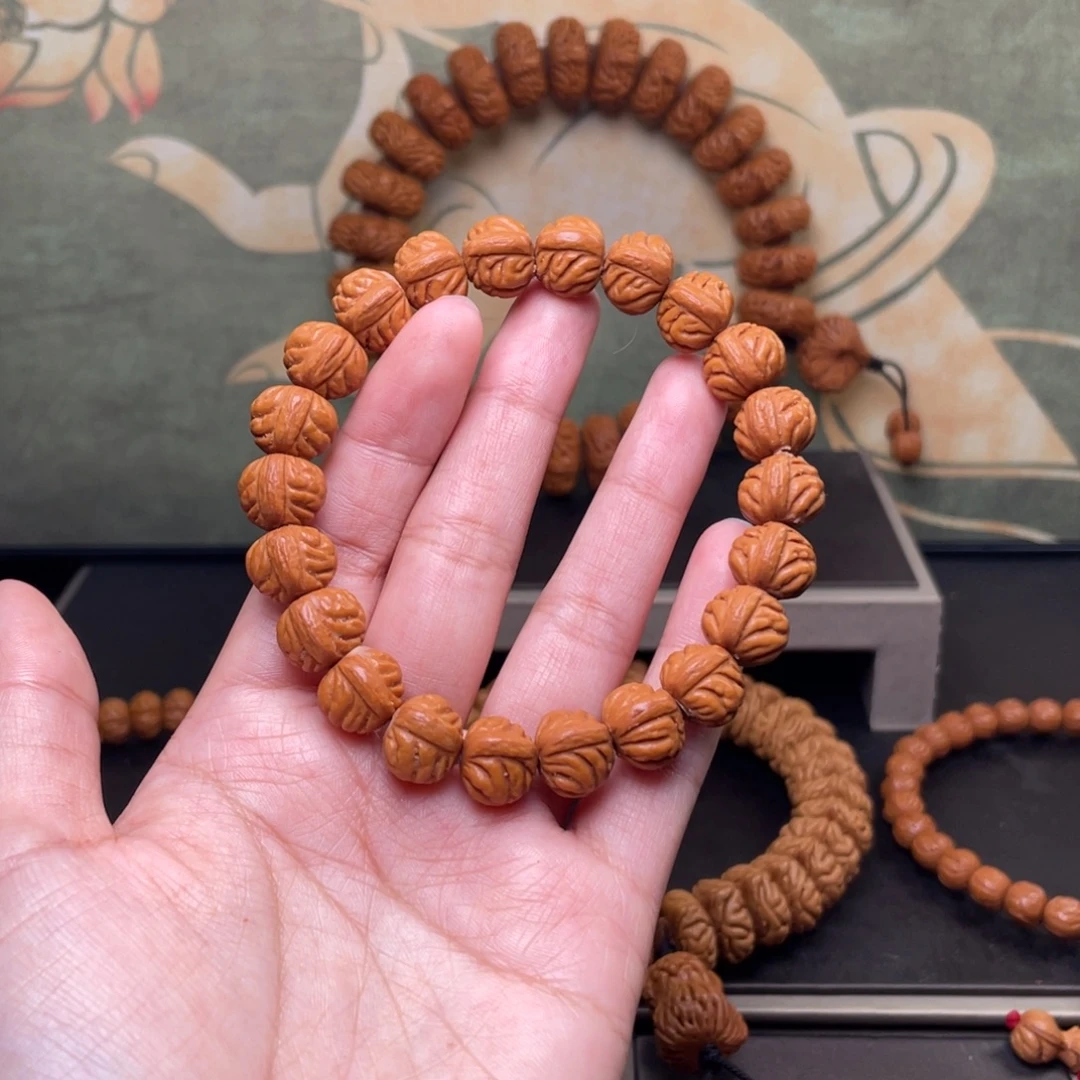 桃核吊坠12金蟾纹手串