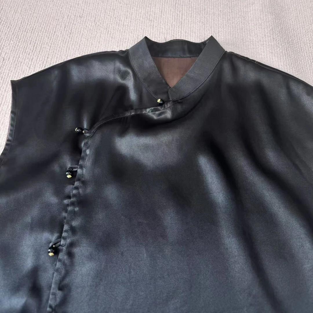 【黑油皮短奥黛】100桑蚕丝国风经典香云纱新中式女式