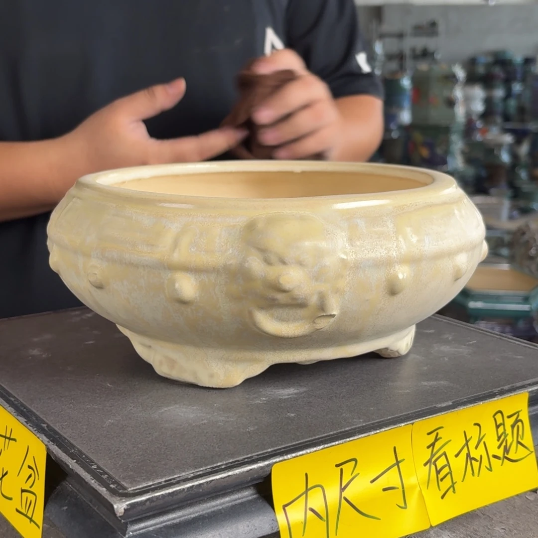 。一风堂石湾花盆 修胚痕迹 内19*8