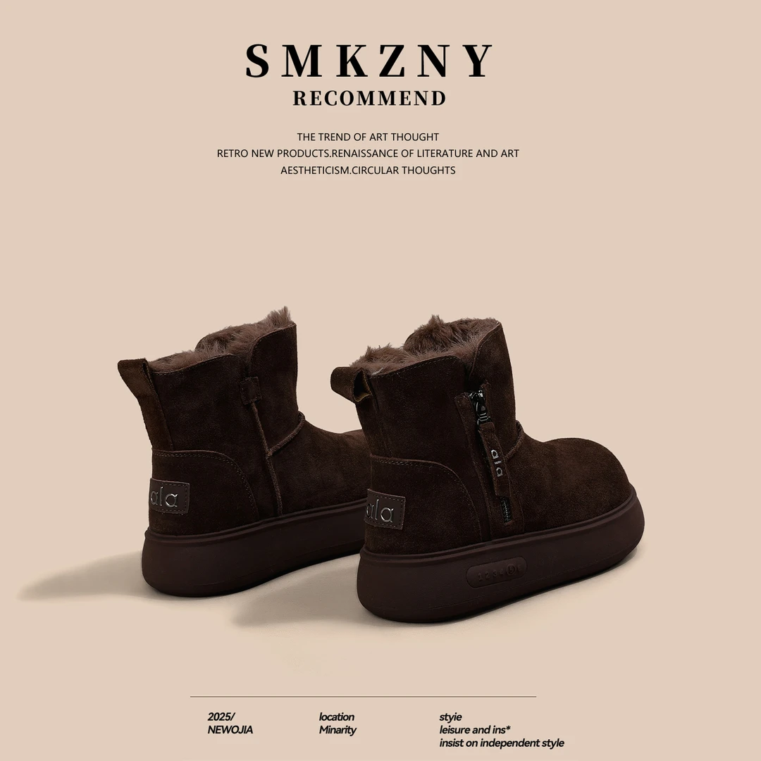 内增高复古雪地靴女2025冬季新款厚底防滑休闲加绒加厚保暖大棉鞋