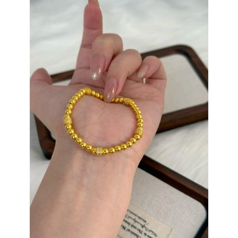 999足金5G工艺黄金跑环金珠手链